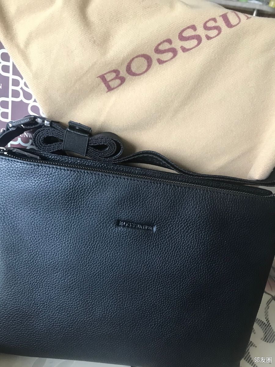 全新黑色bosssunwen男士背提两用包