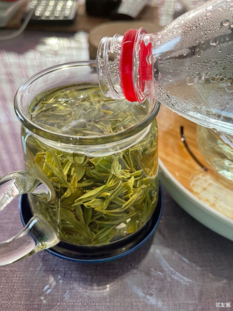 用几个小时冰萃今年的明前龙井冷水出的茶汤色淡味浓龙井茶香尽现