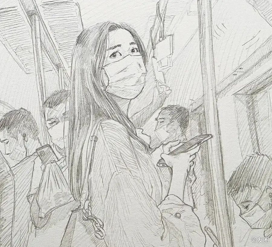 地铁里的素描画